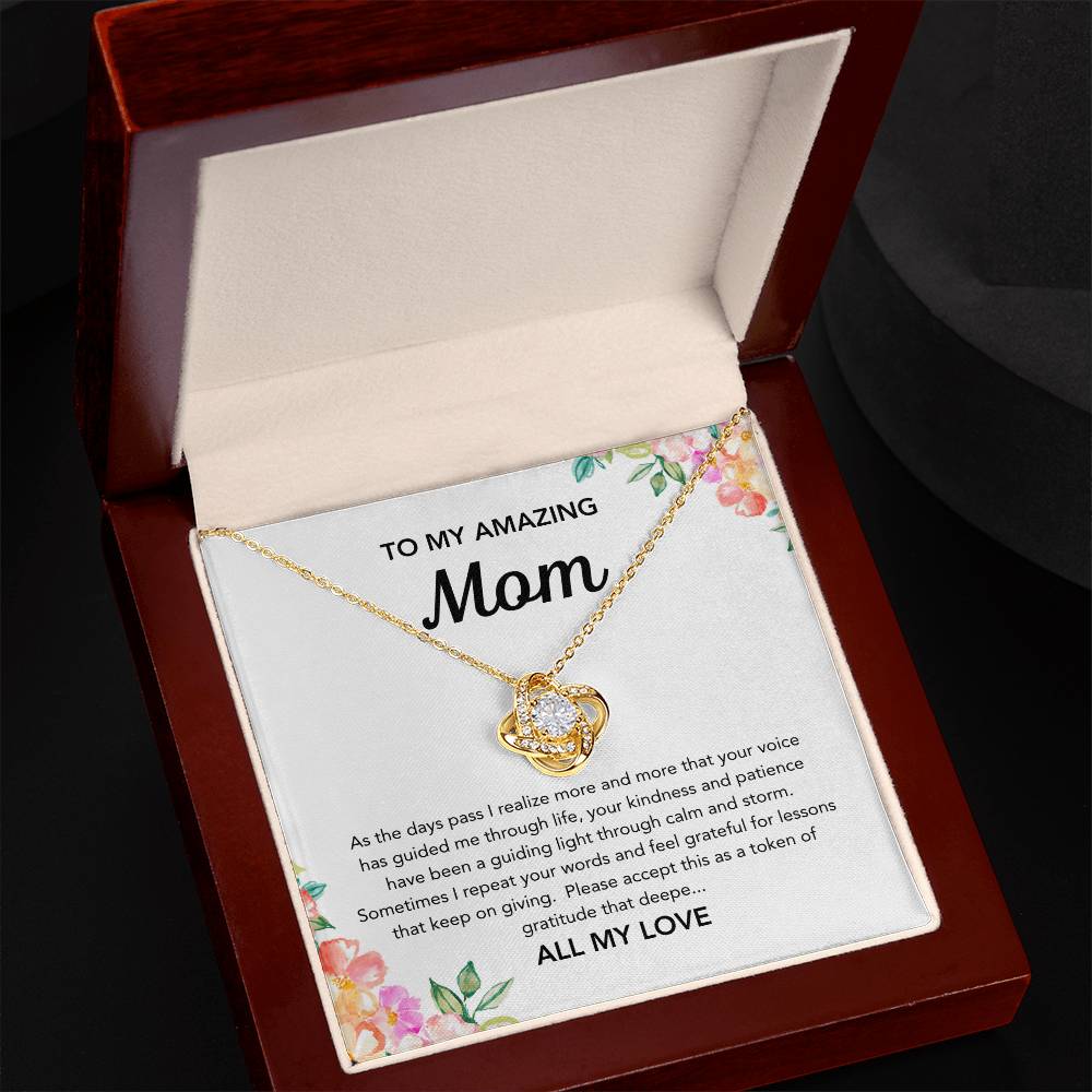 To Mom - Love Knot Necklace - Flowers
