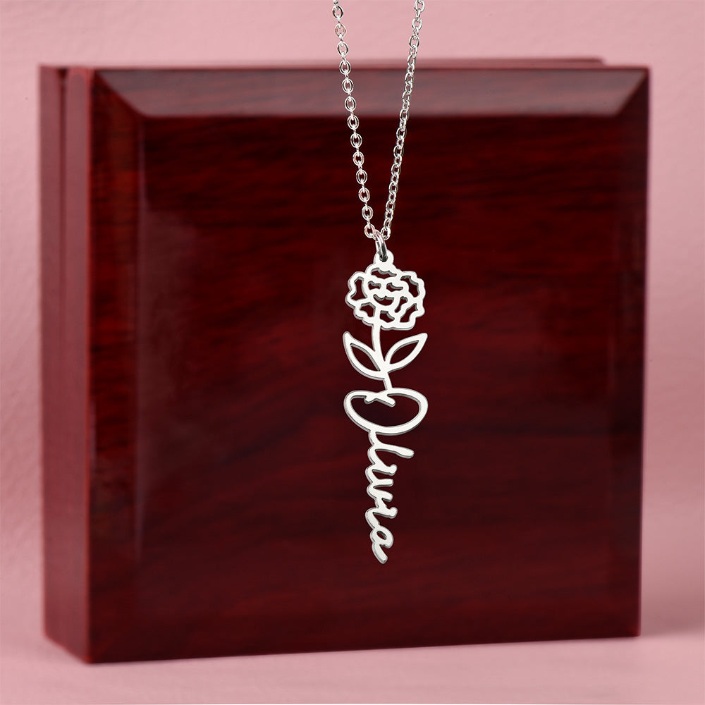 Personalized Flower Name Necklace