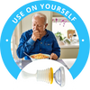 Ensuring peace of mind during mealtime: Senior man uses anti-choking rescue suction device for a safe and enjoyable dining experience. Do you live alone? You can use Nimble on yourself
