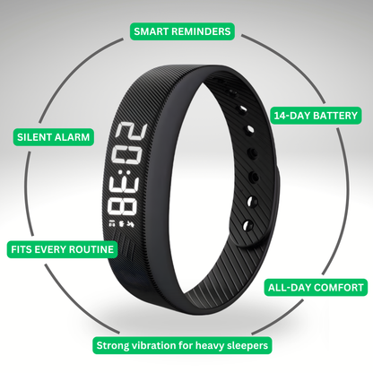 VibraGo silent vibrating alarm bracelet smart reminders, 14-day battery