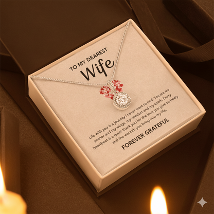 To My Wife - Eternal Hope Necklace - Gray Red Heart