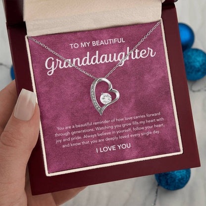 To my Granddaughter - Forever Love Necklace - Velvet Pattern