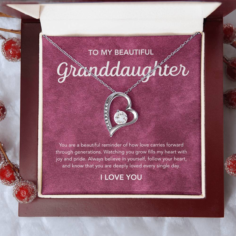 To my Granddaughter - Forever Love Necklace - Velvet Pattern