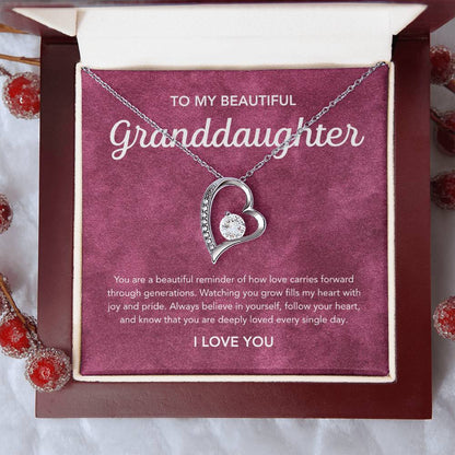 To my Granddaughter - Forever Love Necklace - Velvet Pattern