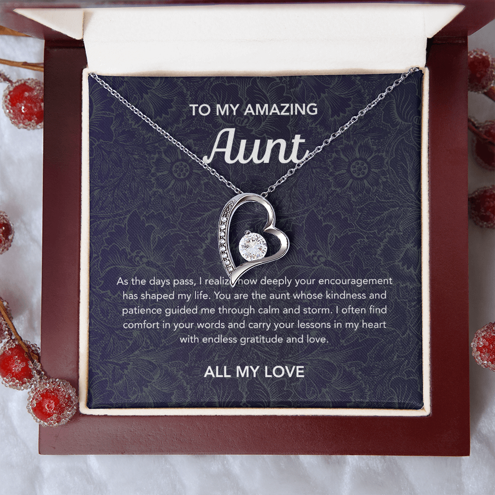 To my Aunt - Forever Love Necklace - Floral Damask