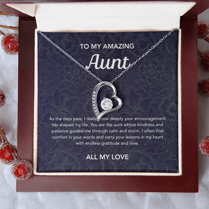 To my Aunt - Forever Love Necklace - Floral Damask