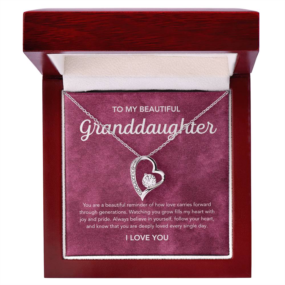 To my Granddaughter - Forever Love Necklace - Velvet Pattern