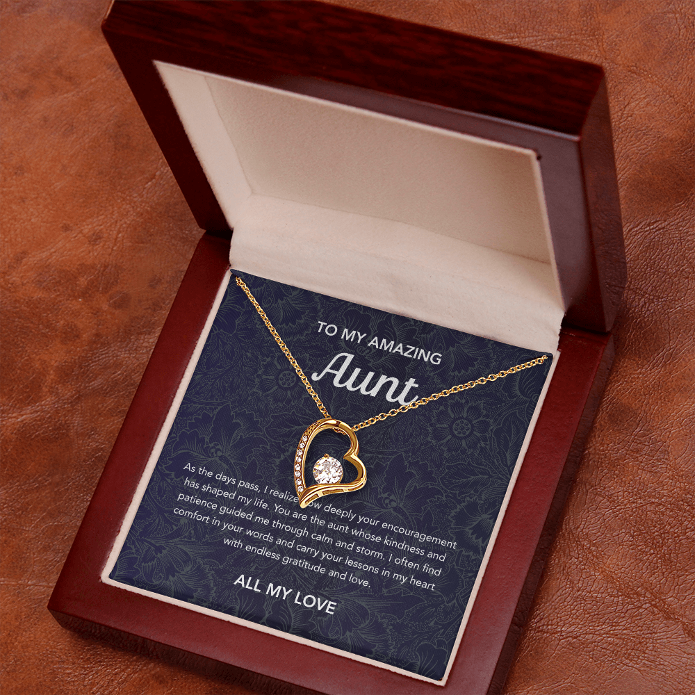 To my Aunt - Forever Love Necklace - Floral Damask