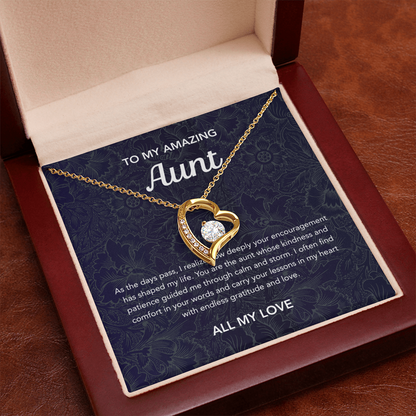 To my Aunt - Forever Love Necklace - Floral Damask