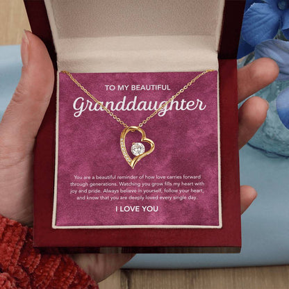 To my Granddaughter - Forever Love Necklace - Velvet Pattern