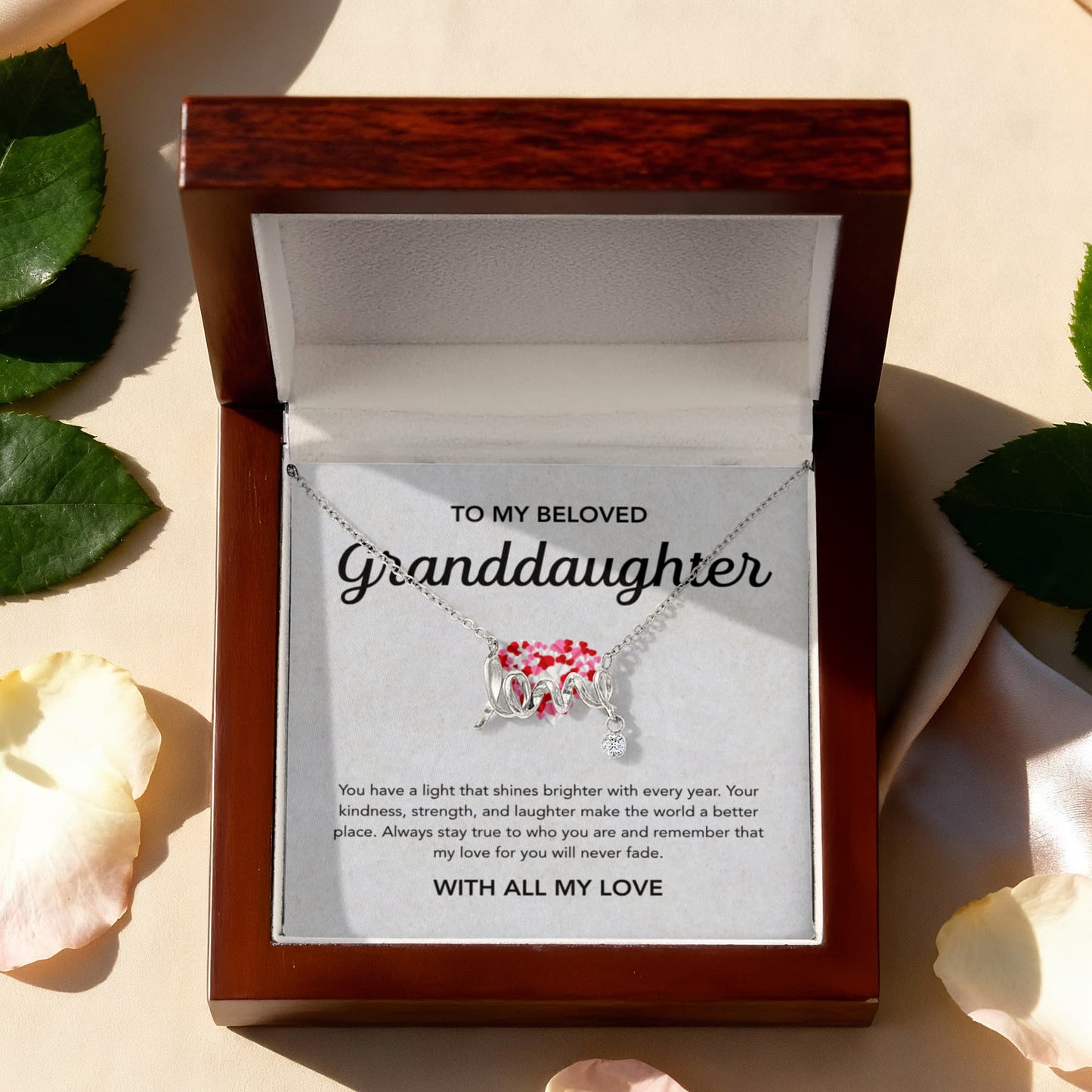 To my Granddaughter - Scripted Love Necklace - Little Heart