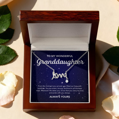 To my Granddaughter - Scripted Love Necklace - Night Stars