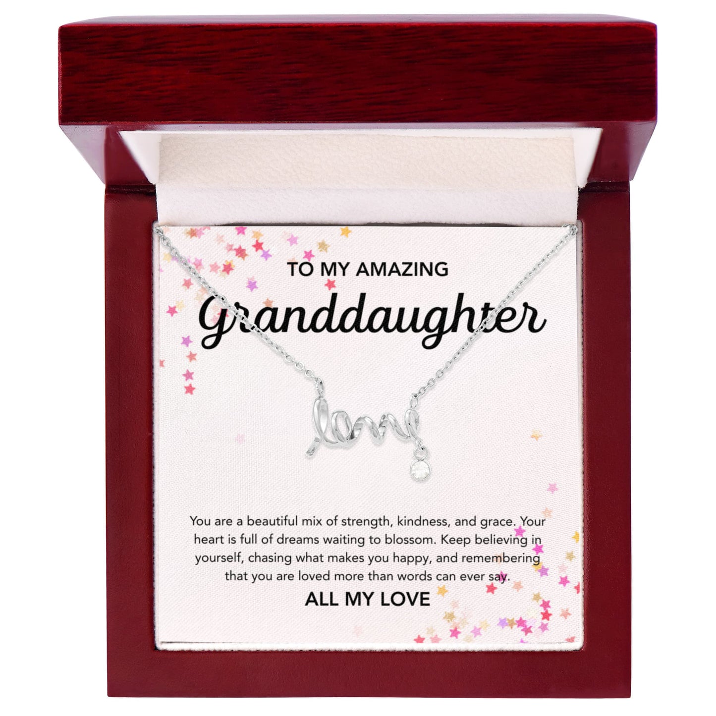 To my Granddaughter - Scripted Love Necklace - Stars