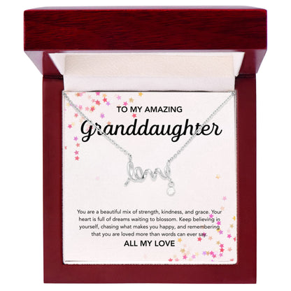 To my Granddaughter - Scripted Love Necklace - Stars