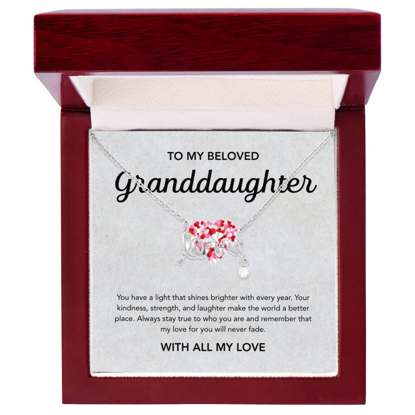 To my Granddaughter - Scripted Love Necklace - Little Heart