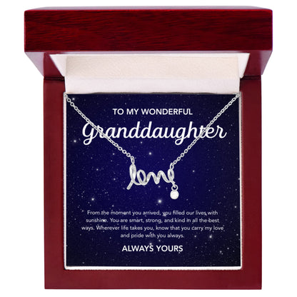 To my Granddaughter - Scripted Love Necklace - Damsak