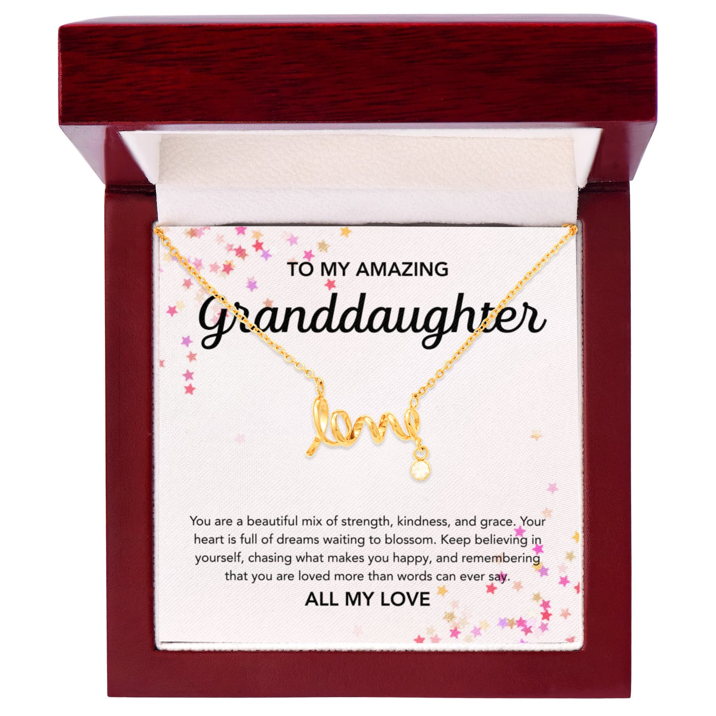 To my Granddaughter - Scripted Love Necklace - Stars