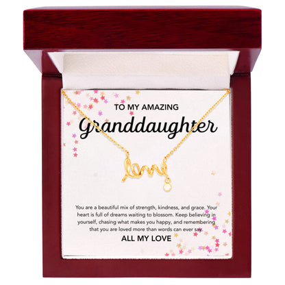 To my Granddaughter - Scripted Love Necklace - Stars