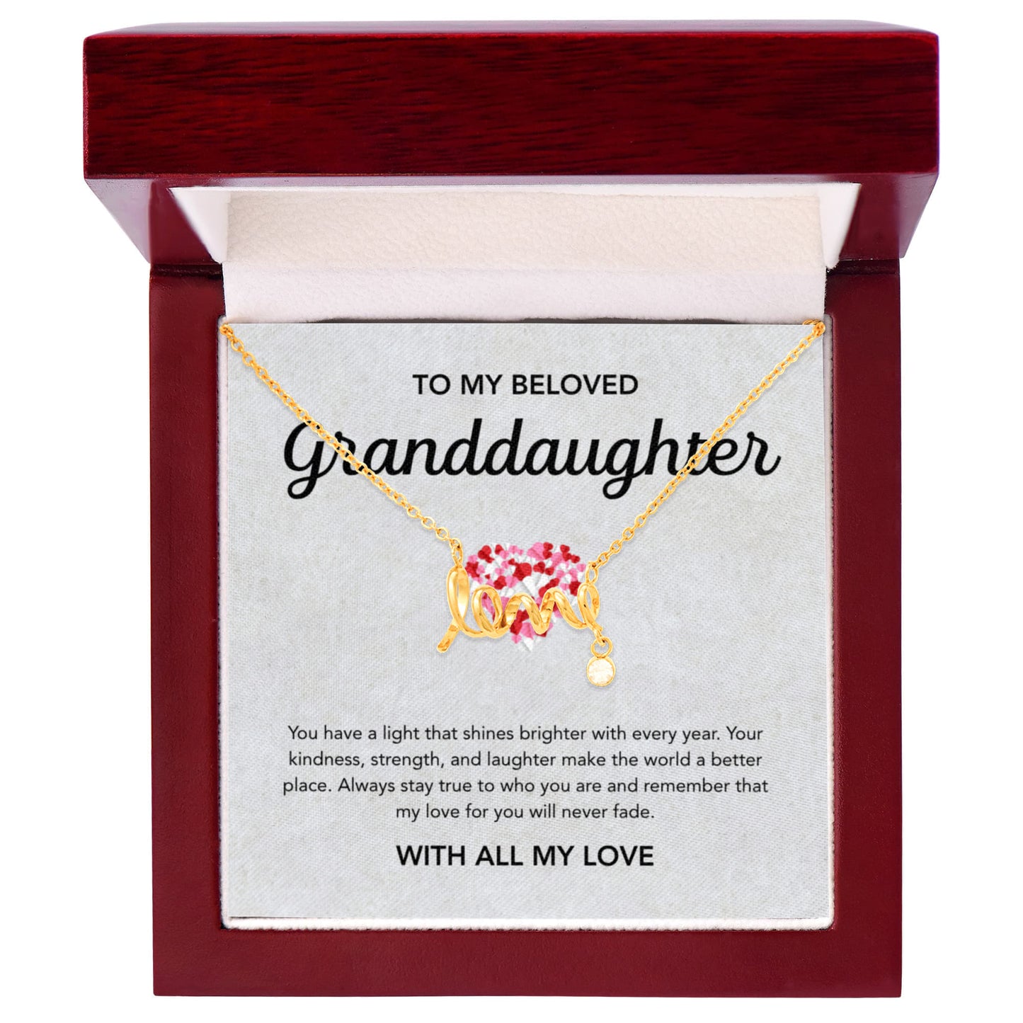 To my Granddaughter - Scripted Love Necklace - Little Heart