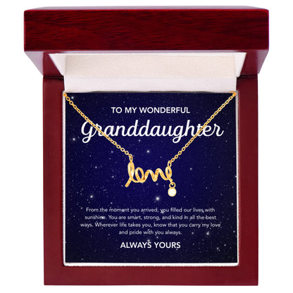 To my Granddaughter - Scripted Love Necklace - Damsak