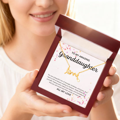 To my Granddaughter - Scripted Love Necklace - Stars