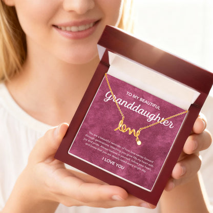 To my Granddaughter - Scripted Love Necklace - Velvet Pattern