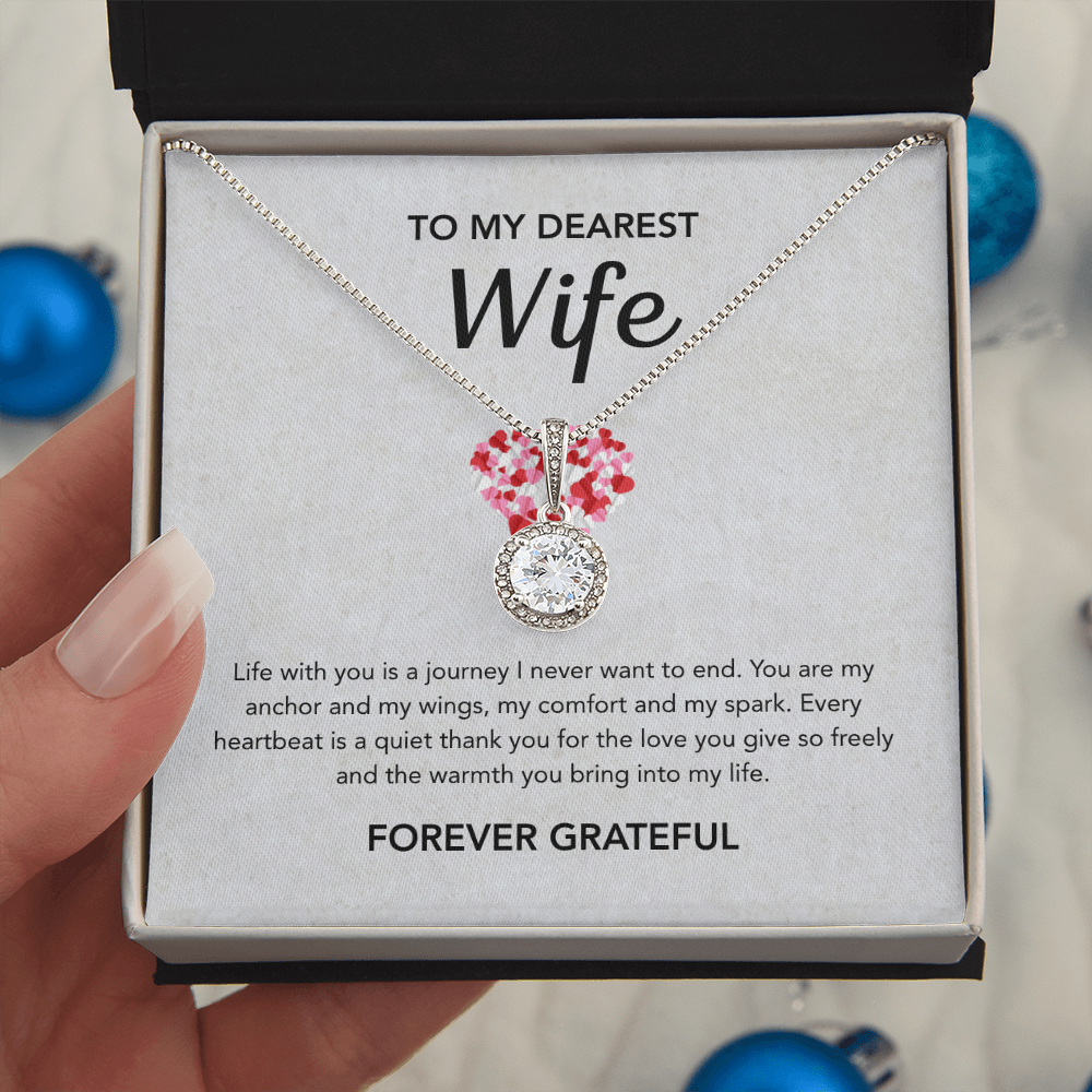 To My Wife - Eternal Hope Necklace - Gray Red Heart