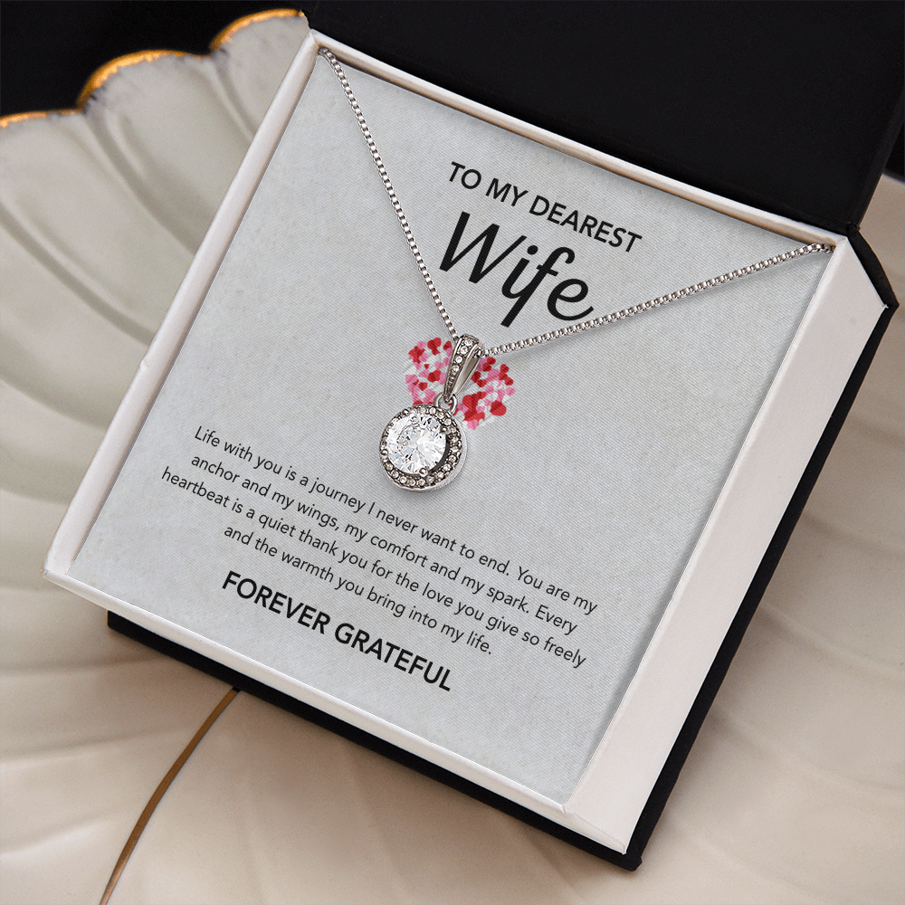 To My Wife - Eternal Hope Necklace - Gray Red Heart