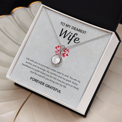 To My Wife - Eternal Hope Necklace - Gray Red Heart