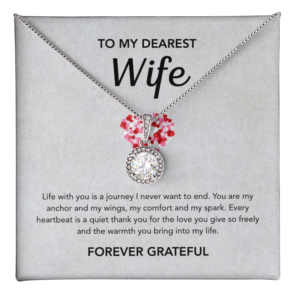 To My Wife - Eternal Hope Necklace - Gray Red Heart