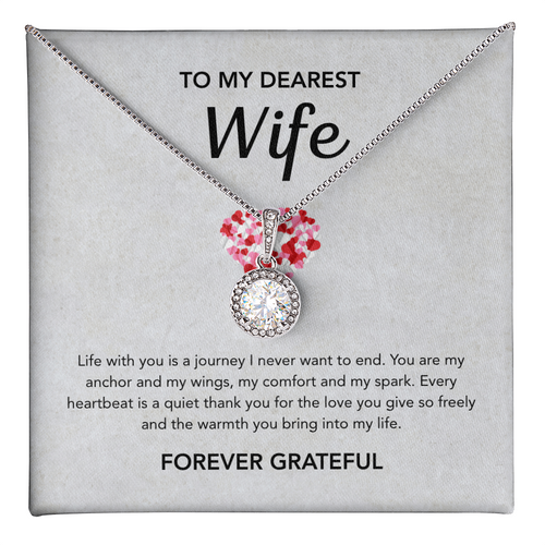 To My Wife - Eternal Hope Necklace - Gray Red Heart