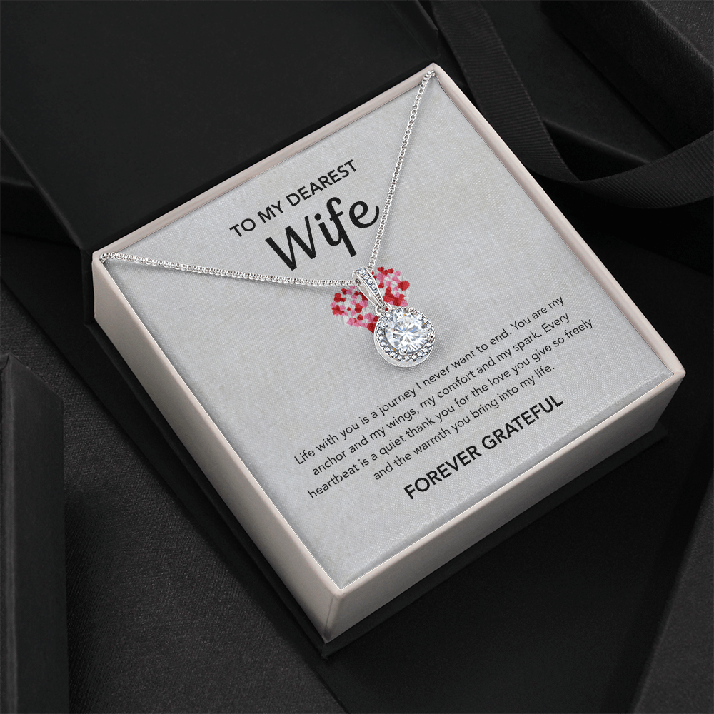 To My Wife - Eternal Hope Necklace - Gray Red Heart