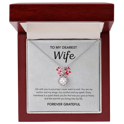 To My Wife - Eternal Hope Necklace - Gray Red Heart