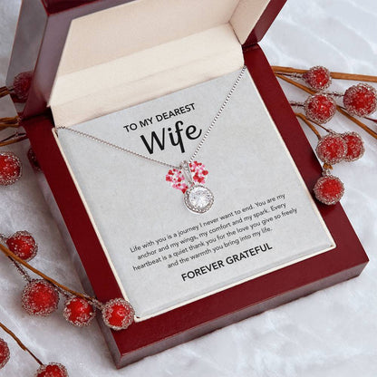To My Wife - Eternal Hope Necklace - Gray Red Heart
