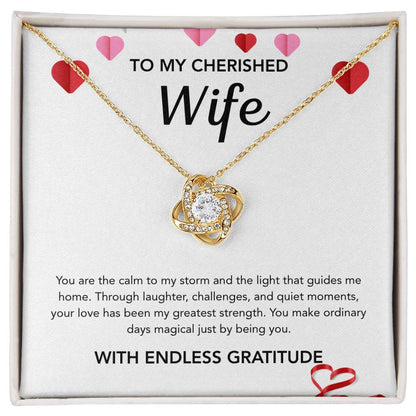 To My Wife - Love Knot Necklace - Hearts