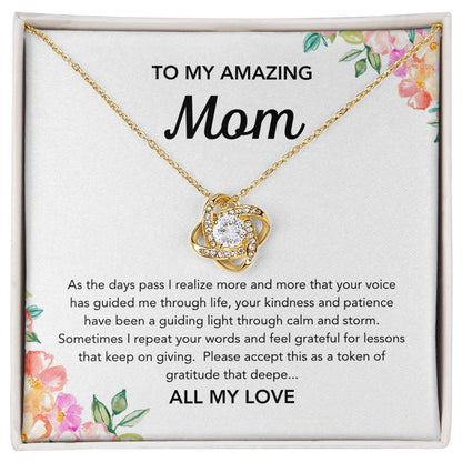 To Mom - Love Knot Necklace - Flowers