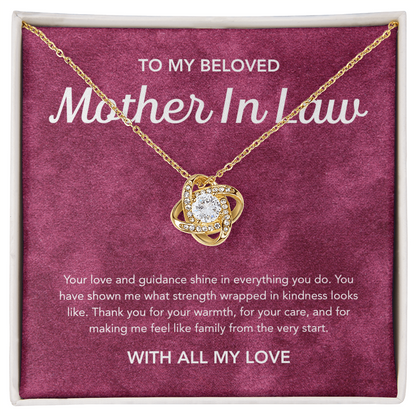 For my Mother in Law - Love Knot Necklace - Velvet Pattern