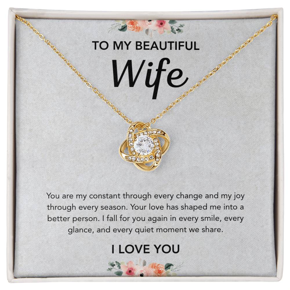 To My Wife - Love Knot Necklace - Flowers