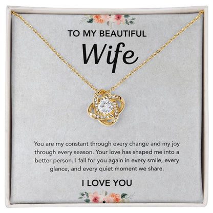 To My Wife - Love Knot Necklace - Flowers