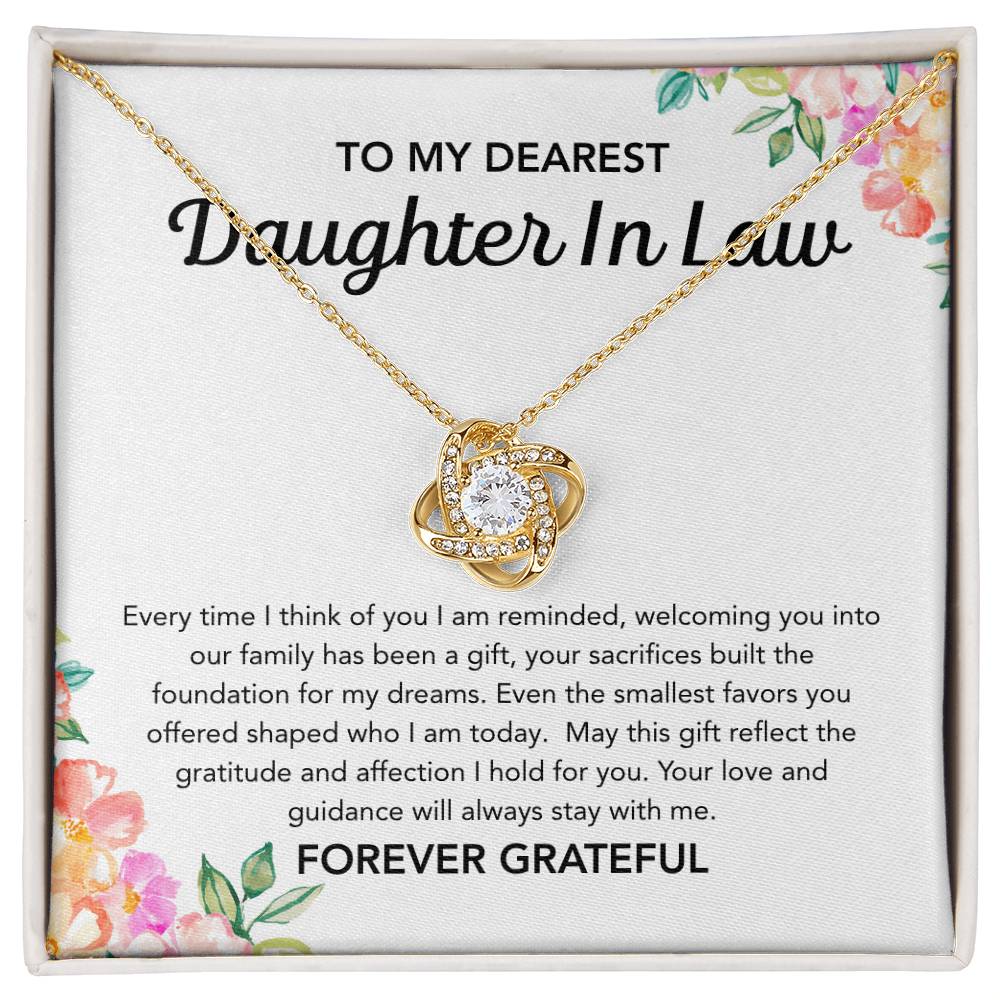 To my Daughter in Law - Love Knot Necklace - Flowers