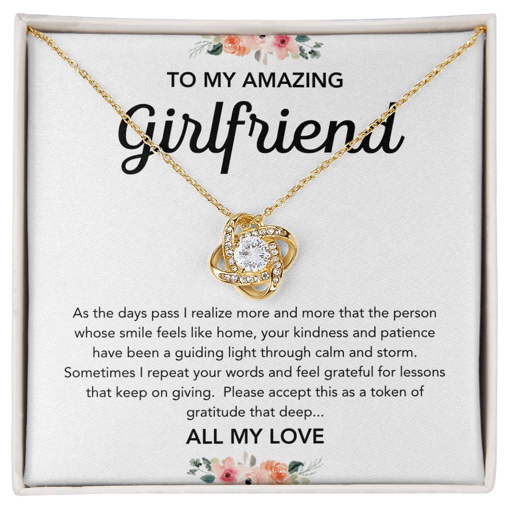 To My Girlfriend - Love Knot Necklace - Flowers