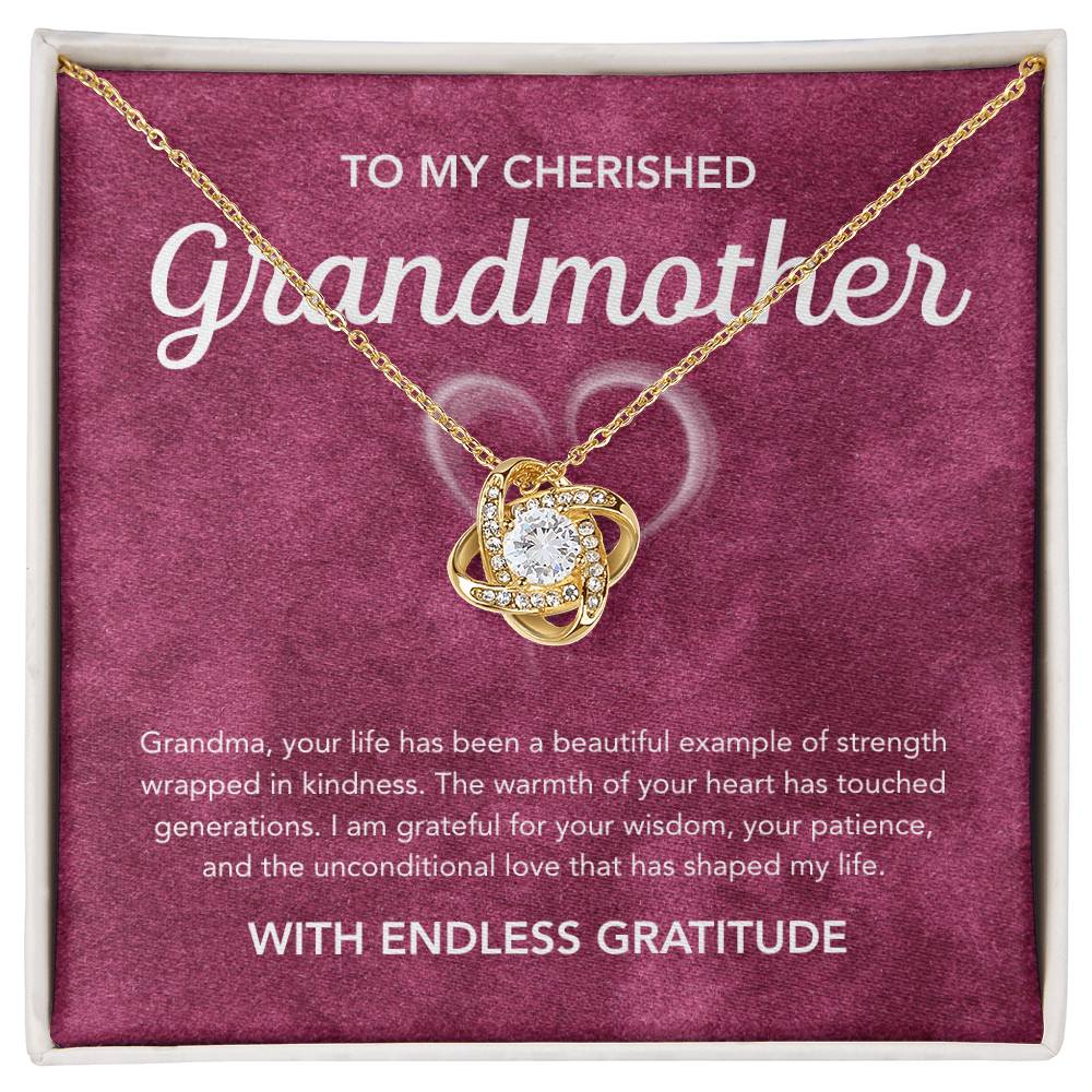 To my Grandmother - Love Knot Necklace - White Heart