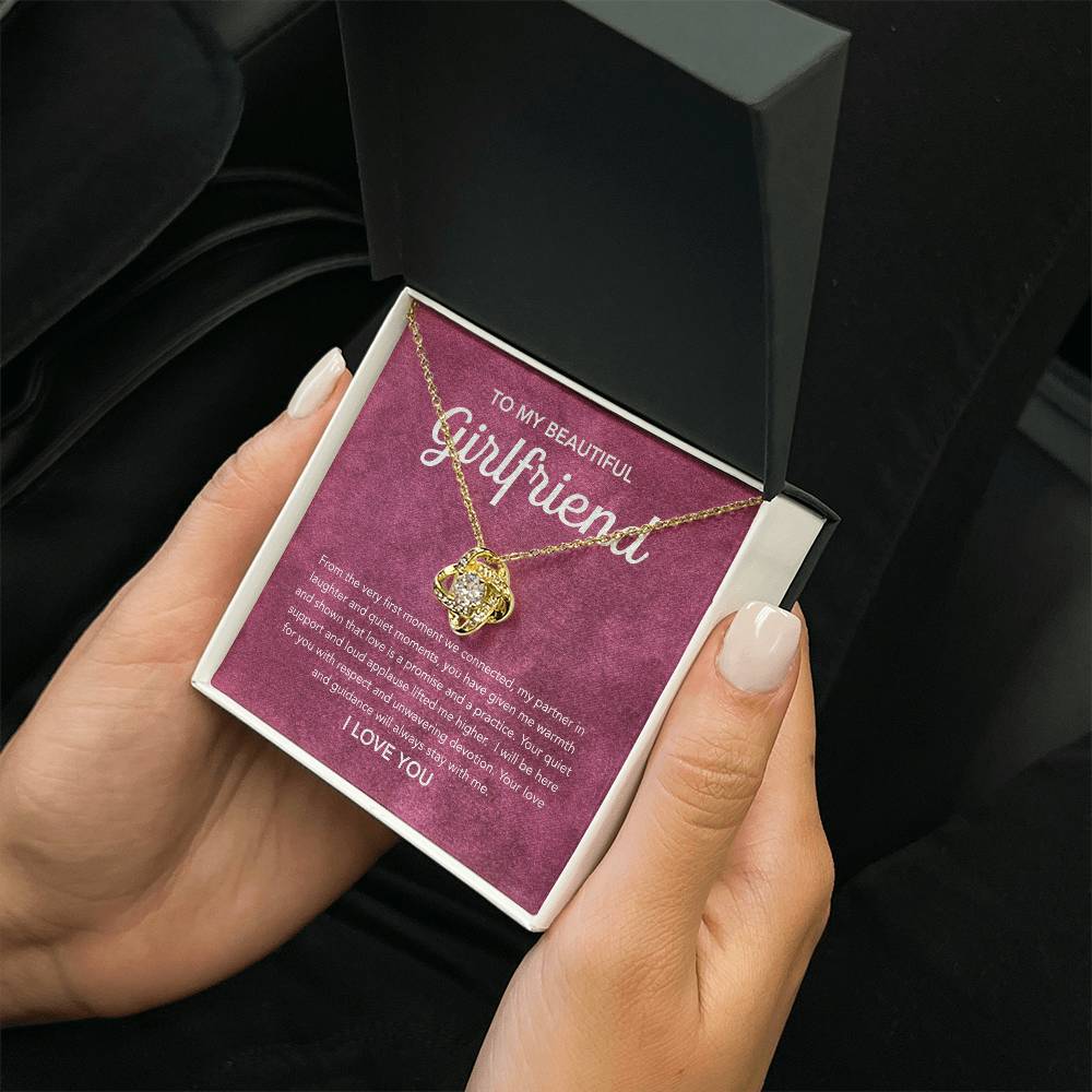 To My Girlfriend - Love Knot Necklace - Velvet Pattern