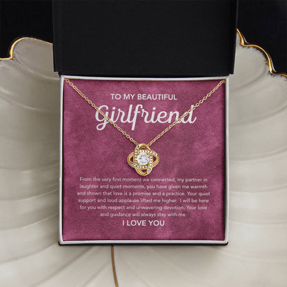 To My Girlfriend - Love Knot Necklace - Velvet Pattern