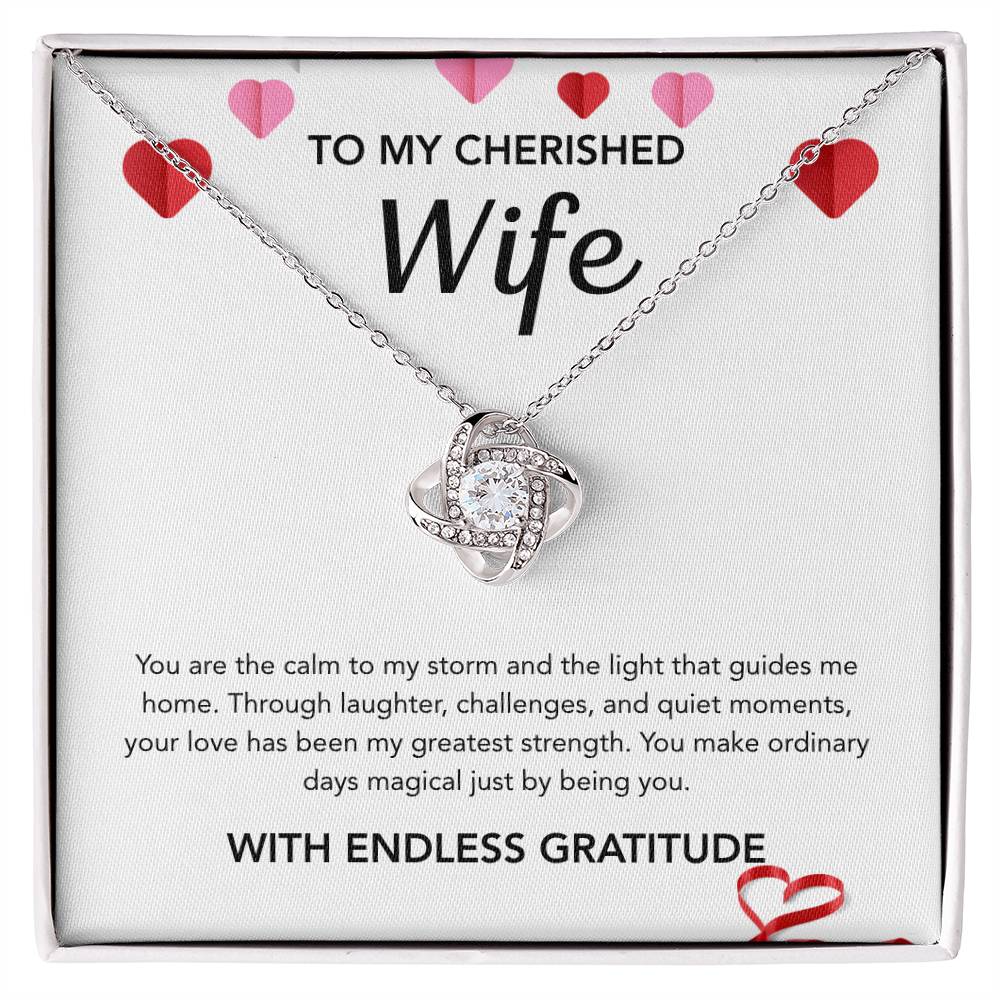 To My Wife - Love Knot Necklace - Hearts
