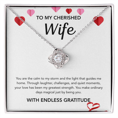 To My Wife - Love Knot Necklace - Hearts