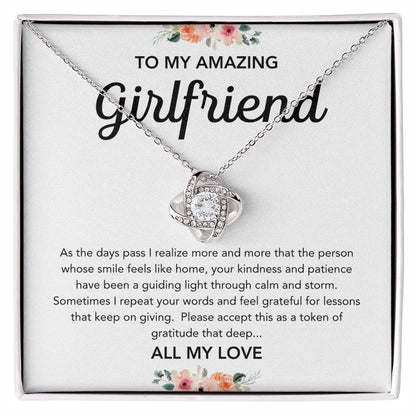 To My Girlfriend - Love Knot Necklace - Flowers