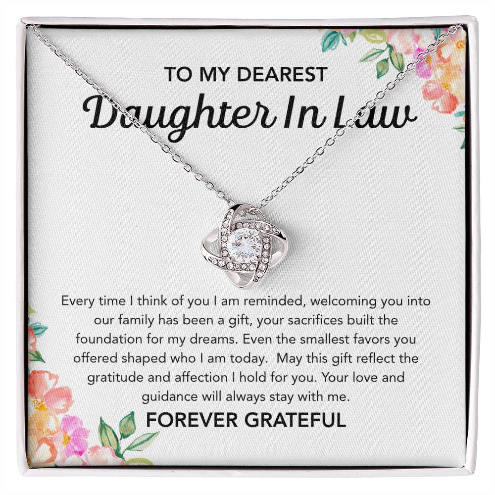 To my Daughter in Law - Love Knot Necklace - Flowers