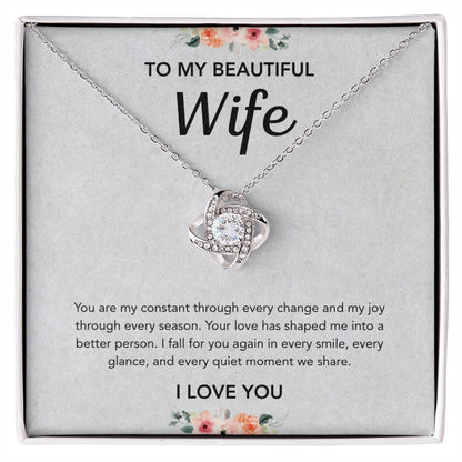 To My Wife - Love Knot Necklace - Flowers