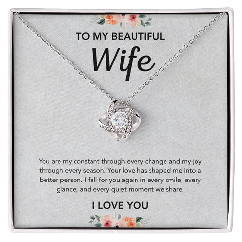To My Wife - Love Knot Necklace - Flowers